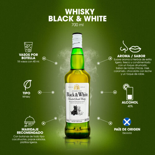 Whisky Black And White 700 ml.