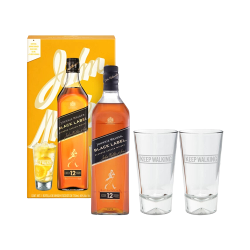 Whisky Johnnie Walker Black Label 750 ml. + 2 Vasos Highball