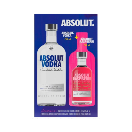 Vodka Absolut Original Azul 750 ml. + Absolut Raspberri 200 ml.