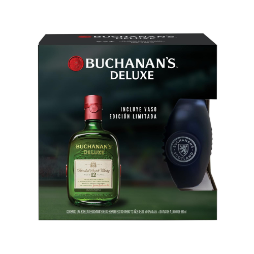 Whisky Buchanans 12 Años 750 ml. + Vaso NFL