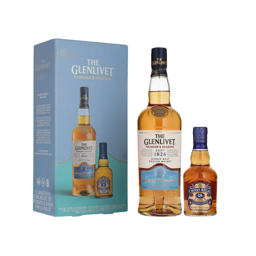 Whisky The Glenlivet Founders 750 ml. + Chivas Regal 18 Años 200 ml.